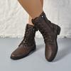 Осенне-зимние ботильоны на боковой молнии, кофейного цвета, средней высоты, для женщин, Новые британского стиля, ретро, с круглым носком, рыцарские ботинки, Большой размер