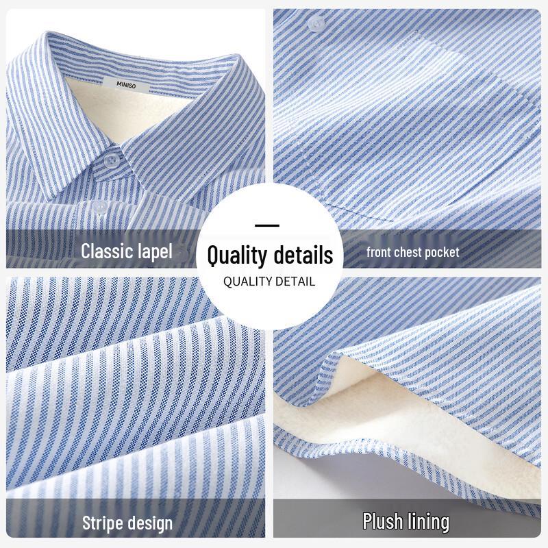 MINISO Men's Plus Velvet Oxford Shirt Jacket