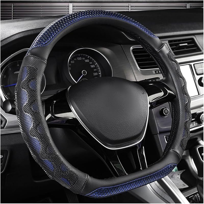 Car Steering Wheel Cover, 15 Inches 3D Honeycomb Design Car Steering Wheel Protector With Comfy Grip, Breathable Anti-Slip D-Shaped Steering Wheel