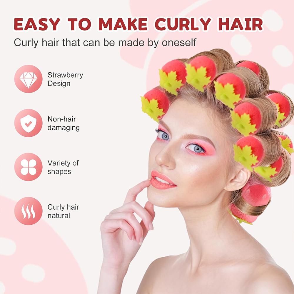 Клубничные бигуди без нагрева Клубничные бигуди из пеноматериала Клубничные бигуди для женщин Клубничные бигуди-губки для кудрей Парикмахерская Инструмент для укладки вьющихся волос