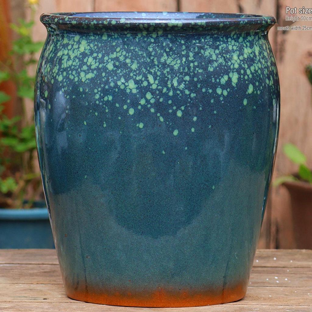 Vintage Ceramic Pot for Indoor/Outdoor Use – Large, Breathable Coarse Pottery for Green Plants, Tall Wide Mouth Design for Bougainvillea & Succulents