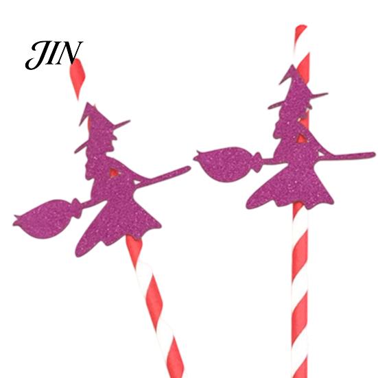 Juice And Cocktail Paper Straws 10PCS Disposable Straws, with Halloween Theme Decorative Patterns, Odorless Striped Drinking for Cocktails Juices