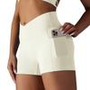 Women's Summer Cross V Waist Pocket Fitness Yoga Shorts Exercise Three Pants
