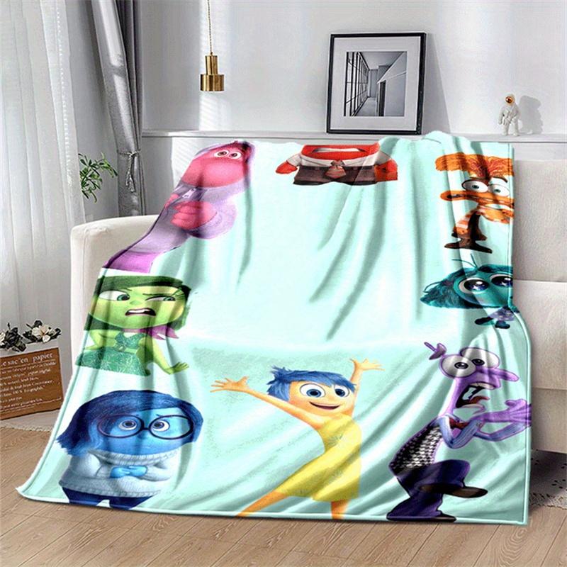 1pc Inside Out Print Blanket, Cute Cartoon Design, Living Room Home Decoration Sofa Travel Soft and Cozy