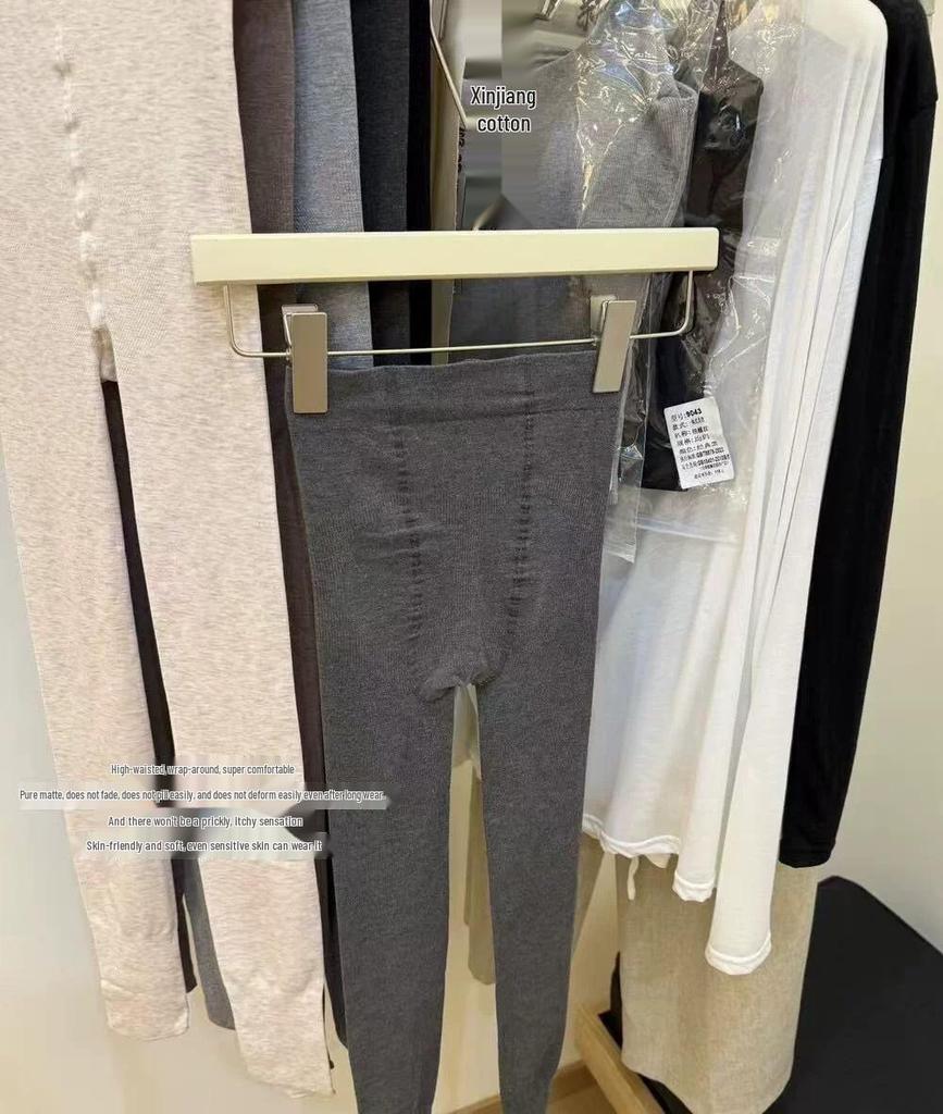 Хлопковые леггинсы в вертикальную полоску - Японские Muji 200D Утягивающие Теплогенерирующие В рубчик Микро-компрессионные Колготки для женщин, устойчивые к пиллингу