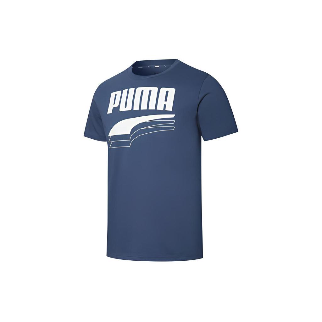 Puma Rebel Casual Sports Letter Print Crew Neck Short Sleeve T-Shirt Men Tops Deep-Denim-Blue 583867-43