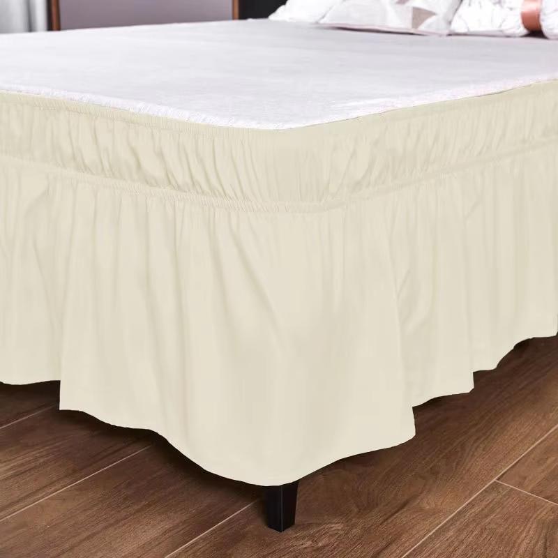 1PC 2m/78.74inch Solid Color Elastic Wrap Around Bed Skirt Wave Edge Fade Resistant Skin-Friendly for Home Hotel