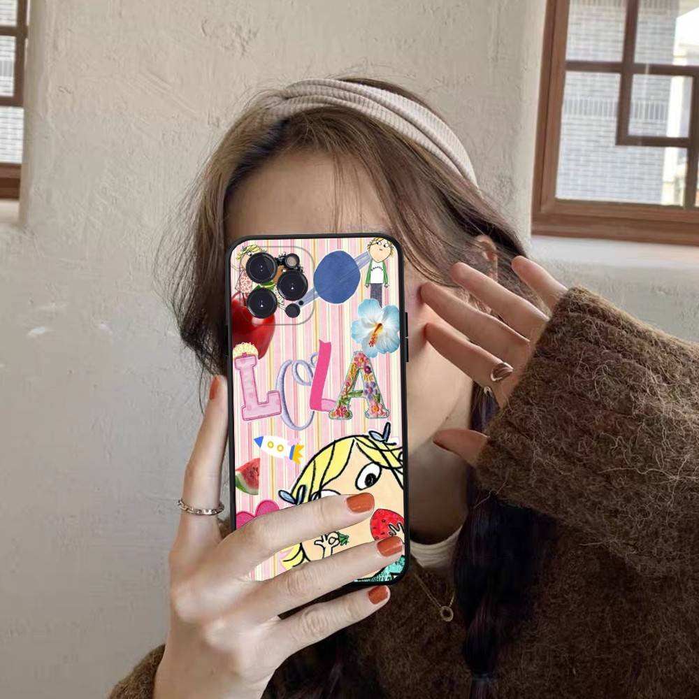 Charlie And Lola Anime Phone Case For IPhone 17 16 15 14 13 12 11 Pro Max Plus Mini Silicone Black Cover