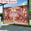 1 pair, 2Dflat, pink and gold themed birthday backdrop banner, suitable for birthday celebration photo backgrounds, wsj