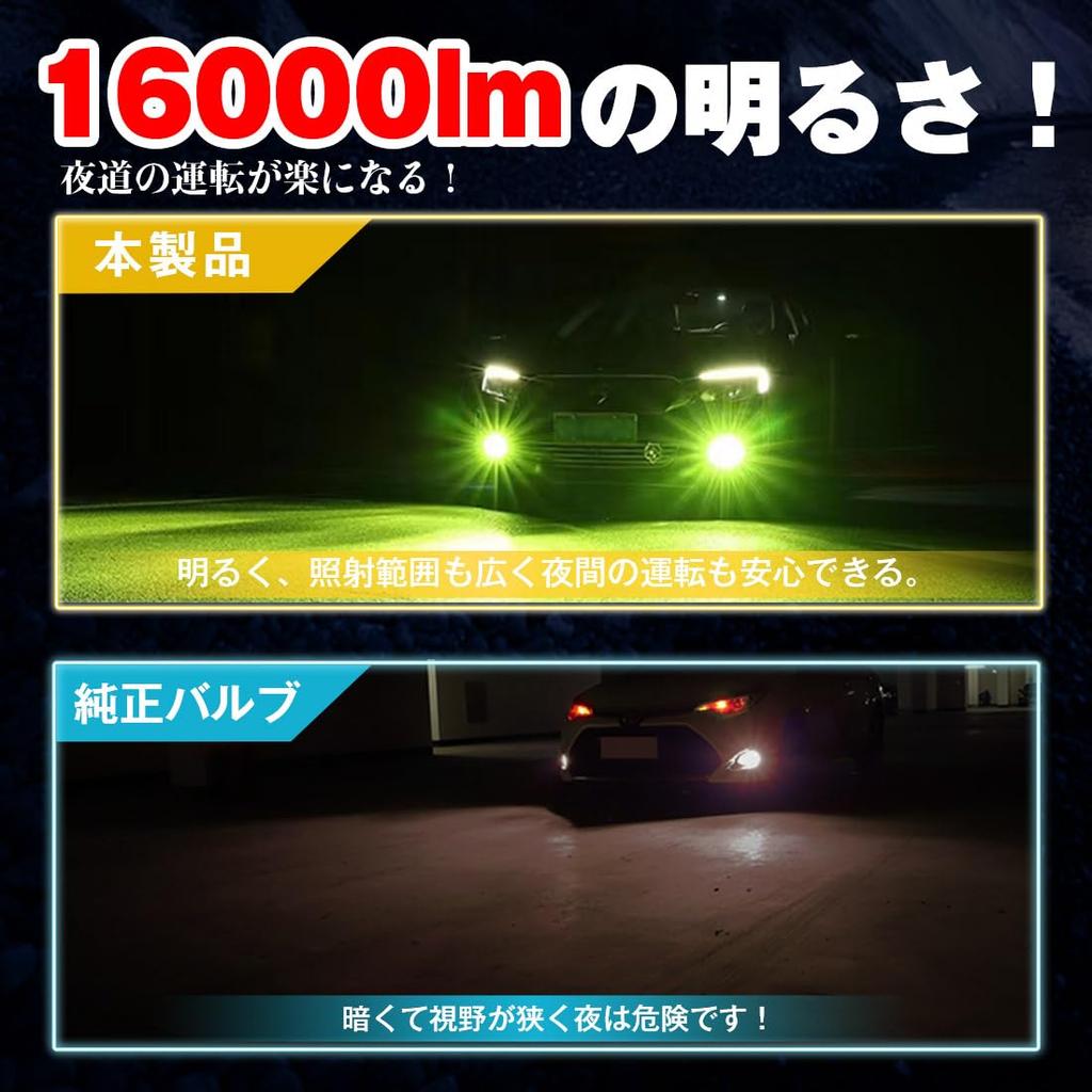 Perrace H8 LED Fog H11 LED Fog Lamp, Lime Yellow, Explosive Light, Condensation Prevention,