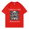 Summer fashion men's T-shirt, Cappuccino Assassin pattern printed T-shirt, interesting Italian casual loose high-quality T-shirt