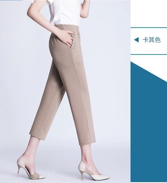 Летние женские брюки среднего и старшего возраста, тонкие эластичные свободные повседневные брюки с высокой талией 5XL, 6XL, 7XL, 8XL, женские прямые брюки