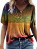 Летняя художественная роспись Tie Dye 3D принт женская красочная футболка с коротким рукавом футболки с V-образным вырезом уличная женская футболка