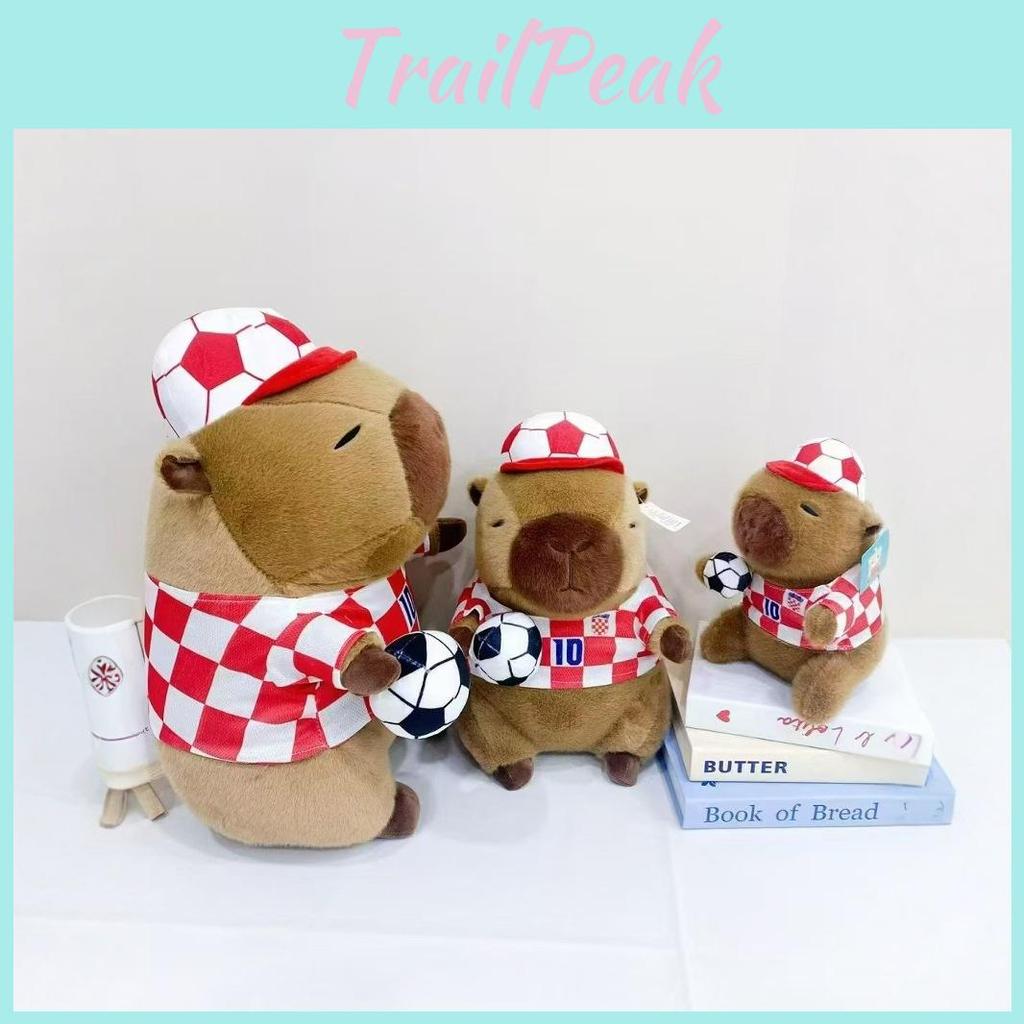 Girl Capybara Football Plush Toy Animal Soft Stuffed Doll Decoration Gift Kids