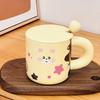 New Product Cute Bear Ceramic Cup with Lid Household Mug Cartoon Breakfast Cup Creative Office Cup