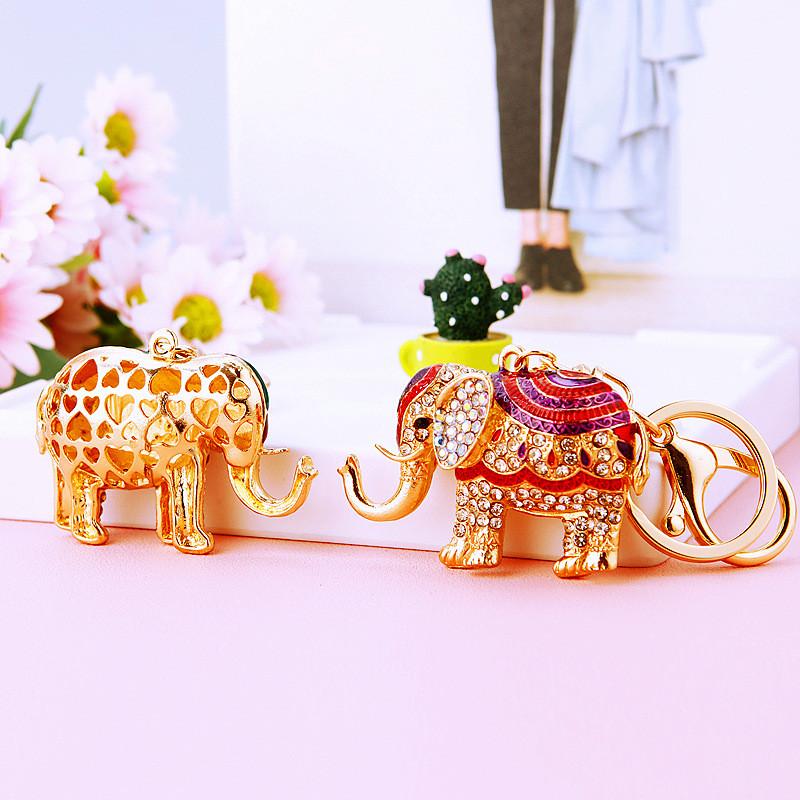 Adorable Elephant Metal Keychain With Sparkling Rhinestones Perfect For Gifts And Accessories