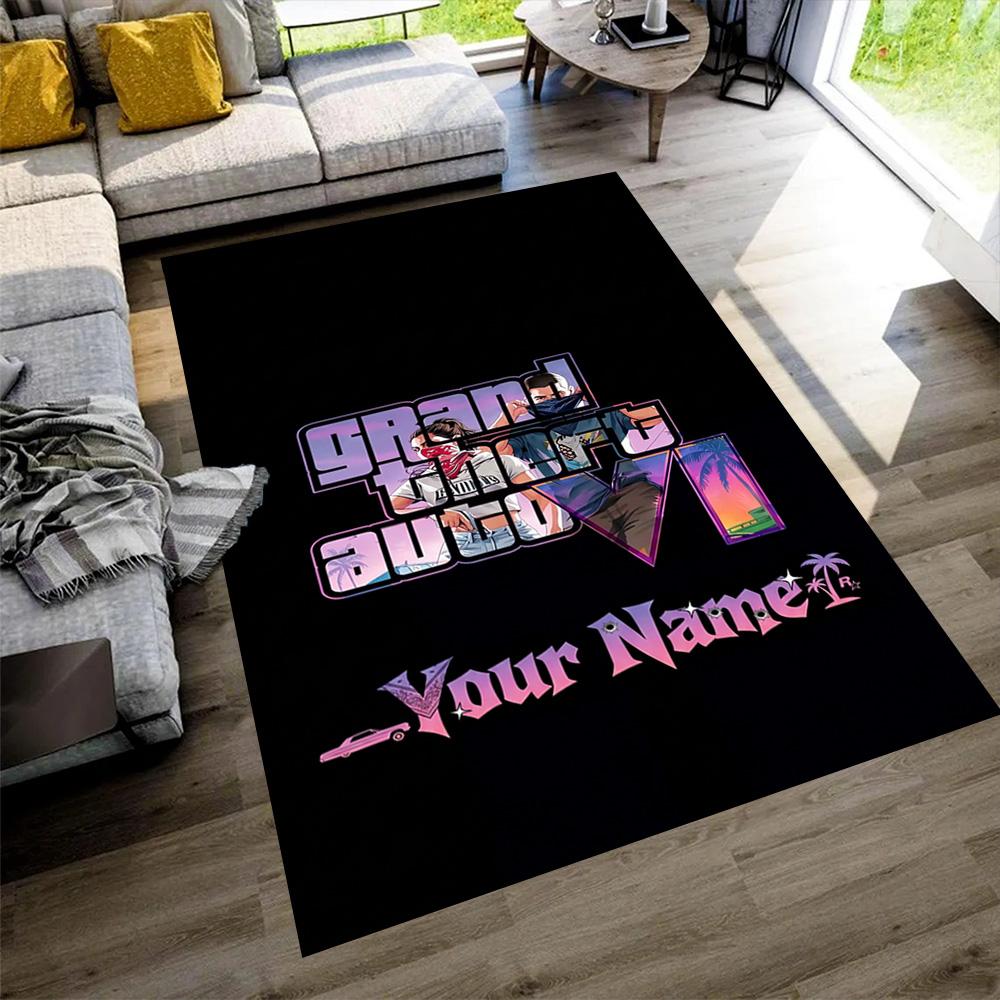 Grand Theft Auto Customize Your Name Floor Mat Design for Entryway Dormitory Outdoor Game Room Antislip Carpet Decorate Offices Gift for Festivals