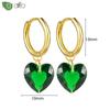 Серьги-кольца из серебра 925 пробы с элегантным зеленым цирконом для женщин, модные серьги с подвеской в виде сердца, свадебные, роскошные украшения