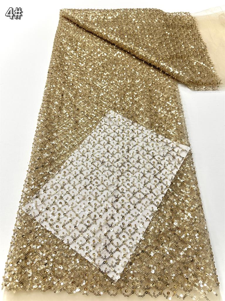 Небесно-голубое африканское кружево с пайетками 2025 Высококачественное кружево Вышивка Нигерийская сетка Ткань с бусинами Французское для свадебного платья