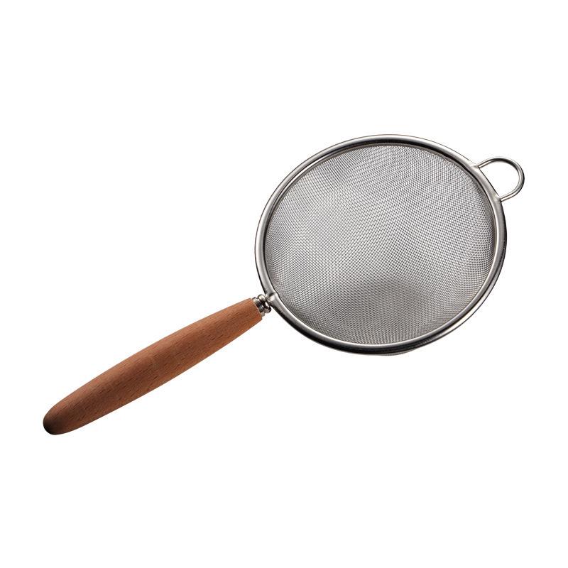 304 Stainless Steel Mesh Strainer with Solid Wood Handle - Multi-Size Flour Sifter & Skimmer.