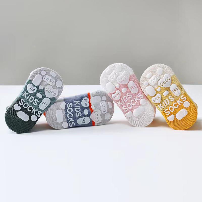 5Pair Baby Anti Slip Adhesive Boat Socks 0-3Year Kids Spring Autumn Low Cut Floor Sock Cute Cartoon Animals Toddler Cotton Socks