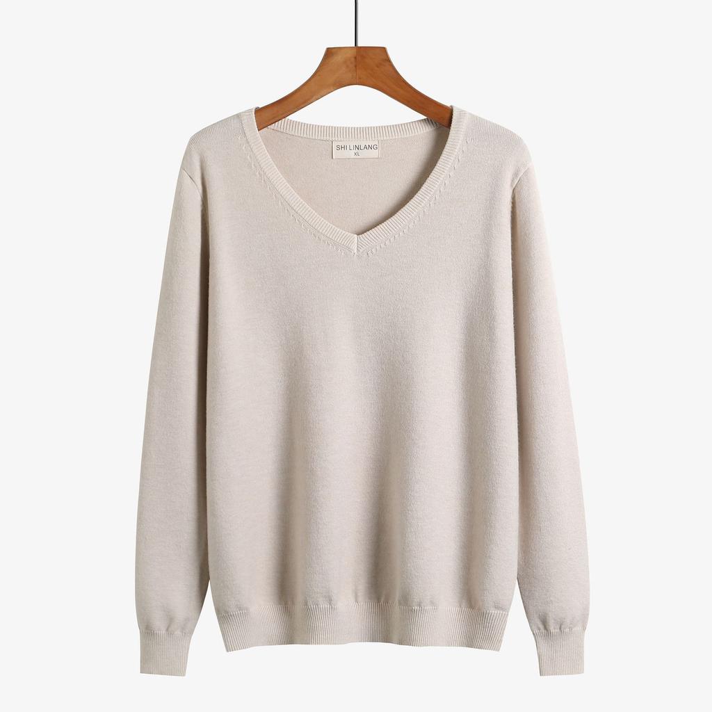 V Neck Sweaters for Women Lightweight Soft Knit Pullovers Loose Fit Basic Jumper Tops Women's Fall Winter Casual Business Long Sleeve Sweater Shirts