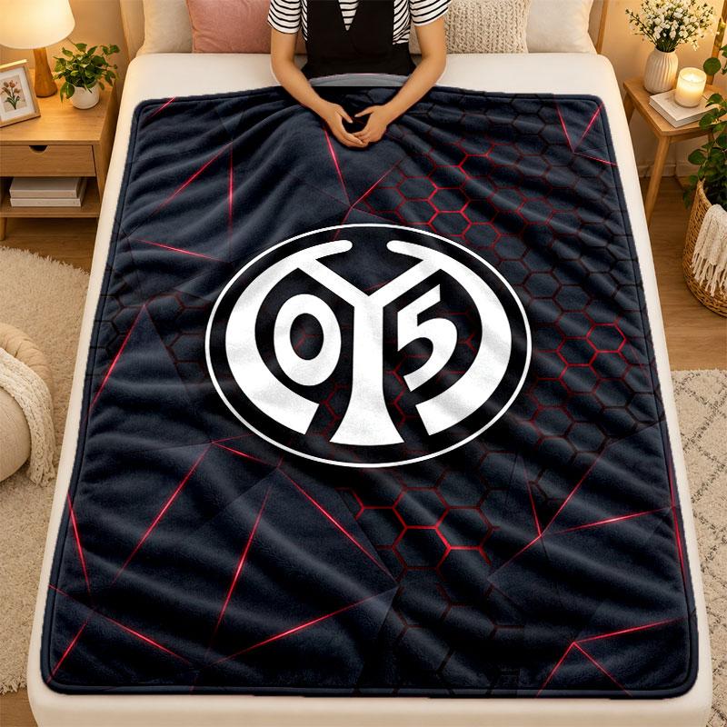 Flannel BlanketMainz FC Warm Soft Throw Blanket for Indoor Sofa Bed Living Room Use