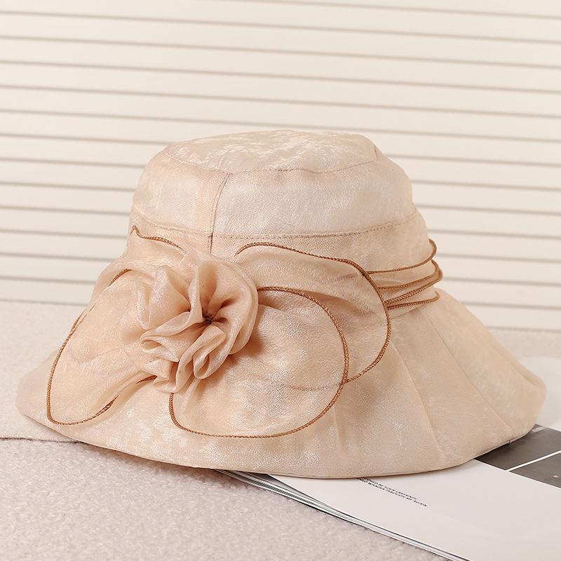 Spring and summer new retro flower mesh sun hat beach sun hat women's organza top hat