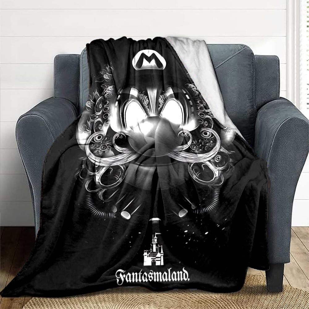 1pc Fantasmaland. Mario Flannel Throw Blanket HD Printed Lightweight Soft Warm All Season Blanket for Sofa, Bed, Travel, Camping Machine Washable