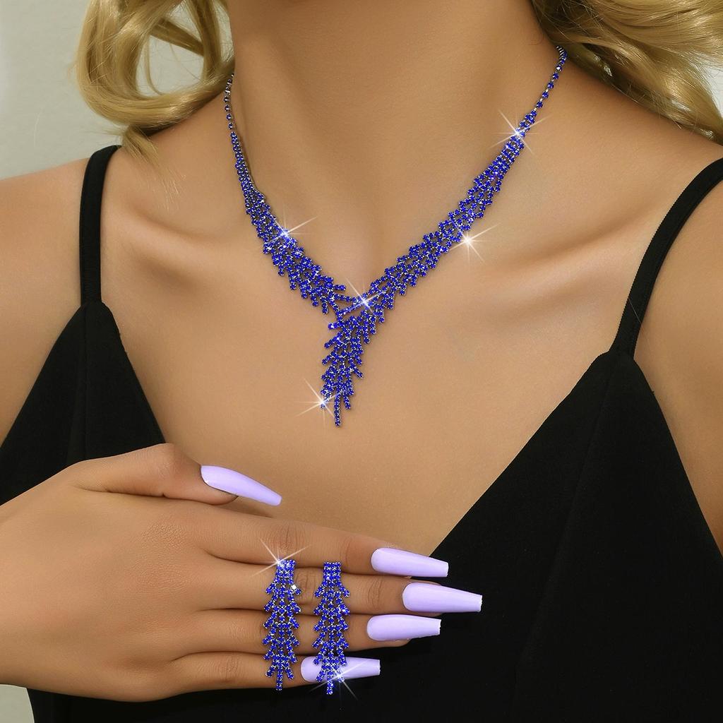 3 Pieces of WOMEN'S Trendy Claw Chain Series Leaf Earrings Necklace Jewelry Set, Wedding Banquet Party Holiday Gifts