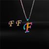RUI RUI YU 26 Letter Colorful Stainless Steel Jewelry Sets for Women Men Alphabet Initial Chain Pendant Necklace Earrings Kids Gift