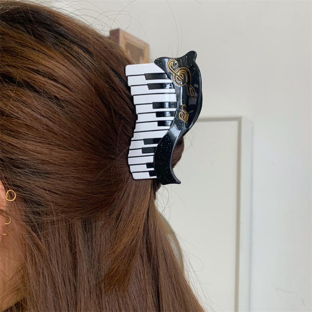 Piano Music Hair Clip Video Tape Big Shark Clip Funny Acetate Guitar Hair Claw Girl