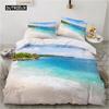 Комплект постельного белья Ocean Duvet Set King Size Polyester Tropic Ocean Style Sandy Shore and Sea with Waves Escape To Paradise Theme Set