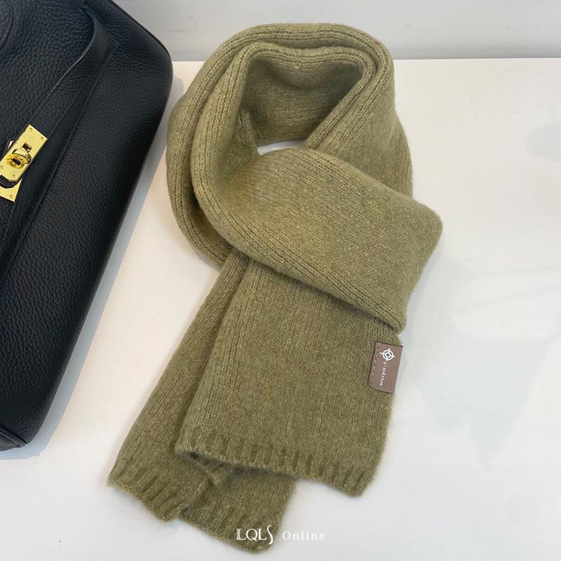 Wool Blended Knitted Solid Color Wool Couple Small Scarf Korean Style Thickened Warm Versatile Scarf