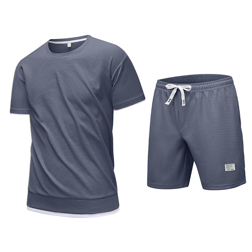 Мужской летний спортивный костюм Футболка и шорты Повседневный костюм из двух предметов с коротким рукавом