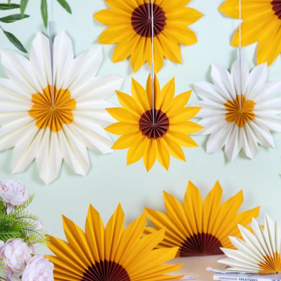 9 шт. Подсолнух бумажный веер цветок подвесной потолочный знак весенние украшения для вечеринки