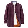 Fleece Lined Lapel Shirts For Men Winter Warm Loose Button Down Stylish Long Sleeve Cotton Plaid Shirt Jackets