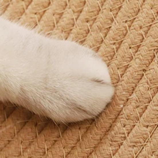 Хлопковый Веревочный Коврик для Кошек Круглый Когтеточка для Кошек Мягкий Моющийся Ковер с Кисточками Двусторонний Плетеный Напольный Коврик для Спальни Гостиной Зоны Отдыха Кошек
