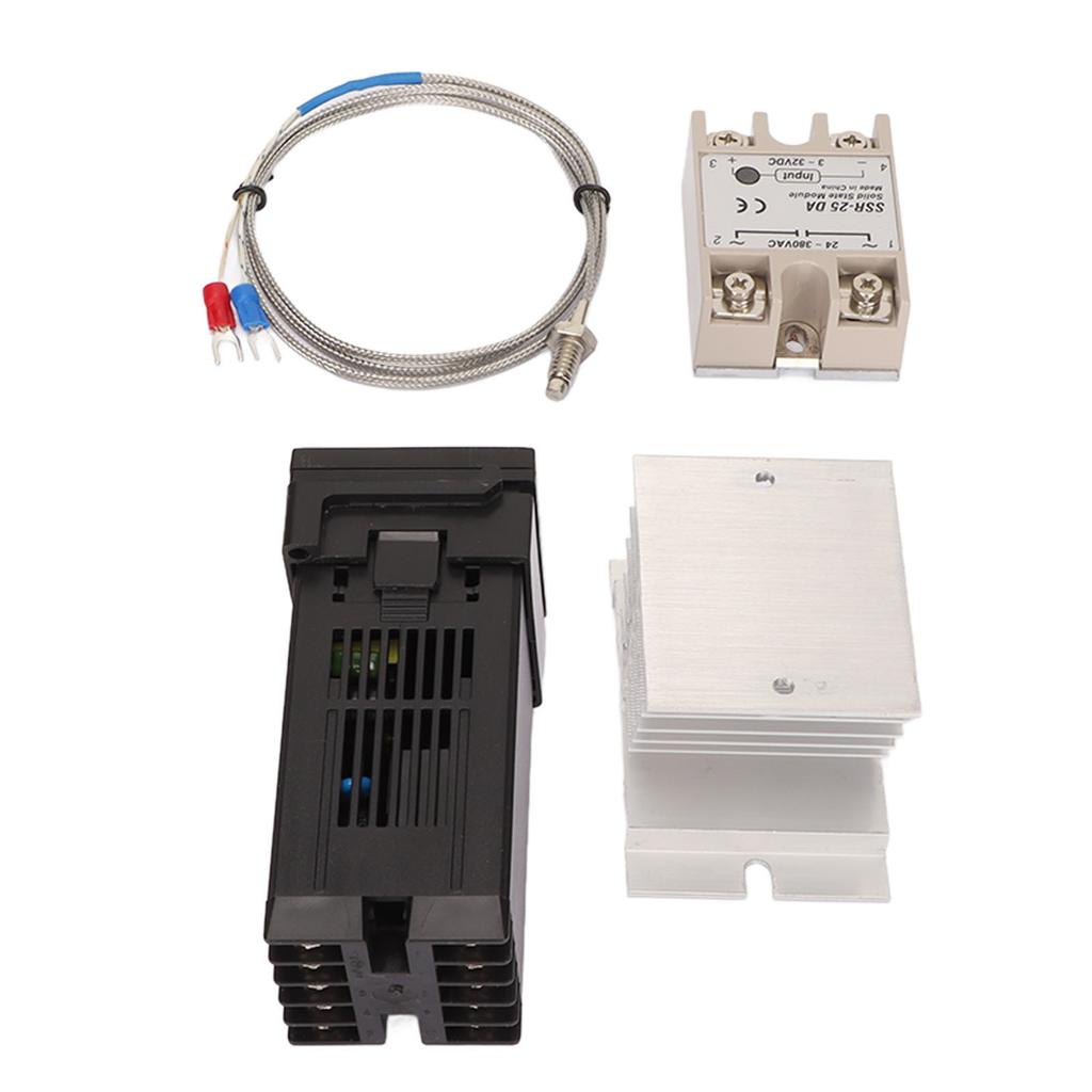Digital PID Thermostat Set Thermocouple Heat Sink Relay Temperature Controller Set with Bracket for Farm Chicken House