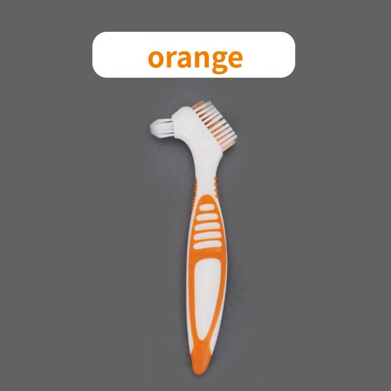 1Pc Denture Cleaning False Teeth Brush Dual Heads Gum Cleaner Oral Orthodontic Braces Descaling Handle Reusable Care Supplies