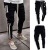 Men's Multi Pocket Zippered Feet Jeans Side Ribbon Jeans