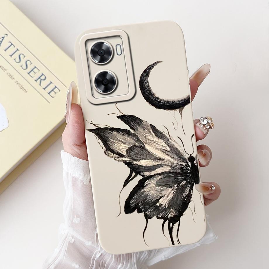 For Oppo A57 A57s A57e A77 A77s 4G Phone Case Oppo A77 5G A56s Back Cover Soft Liquid Silicone Pnada Rabbit Flower Cute Bumper