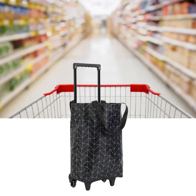 Корзина для покупок складная портативная тележка для продуктов из ткани Оксфорд с выдвижными колесами