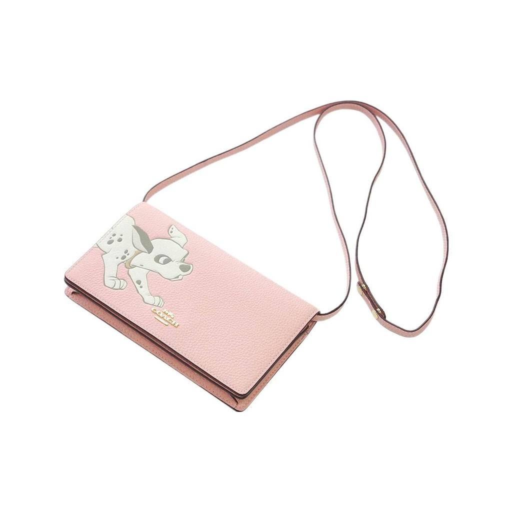 Coach X Disney Foldover 20 Сумка на плечо с принтом «101 далматинец» из фактурной кожи Женская сумка на плечо Розовый 91189-IMAOM