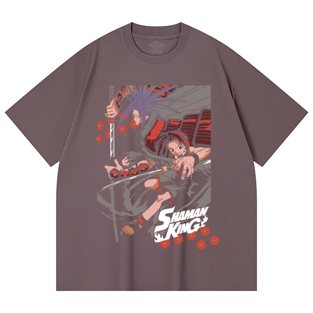 Унисекс футболка из 100% хлопка плотностью 230 г/м² с принтом Shaman King V1, тяжелый хлопок