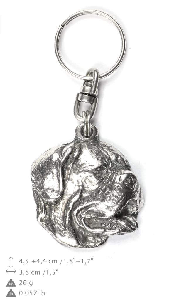 Dogue de Bordeaux, French Mastiff – Silver-plated pendant with a dog in a decorative box, handbag decoration – Design 02 | Art-Dog