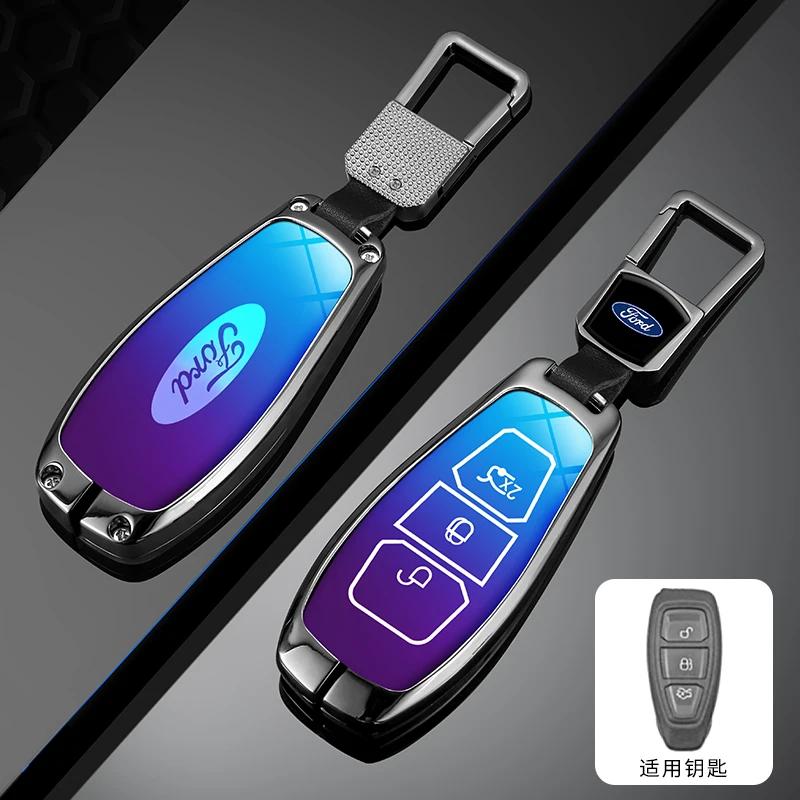 Car Sticker Hot For Ford New Leather Car Remote Key Case Keychain Accessories Holder for Ford ST Line Fiesta Focus Mondeo Ecospo