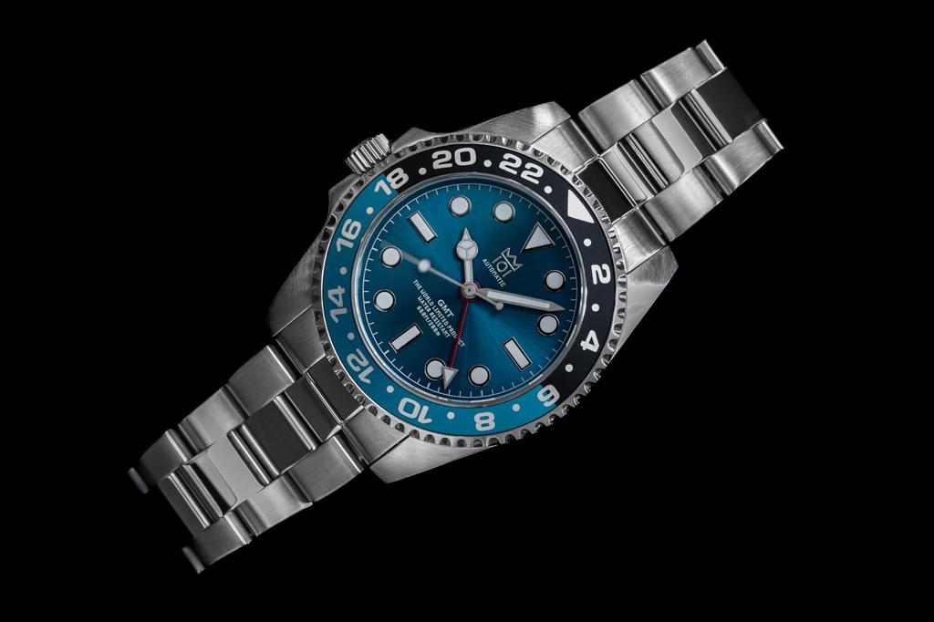 НОВАЯ модель АВТОМАТИЧЕСКИЕ ЧАСЫ Hyakuichi GMT Механические часы GMT Японский механизм Вращающийся безель Водонепроницаемость 20 АТМ Часы мирового времени Левая стрелка Левая заводная головка