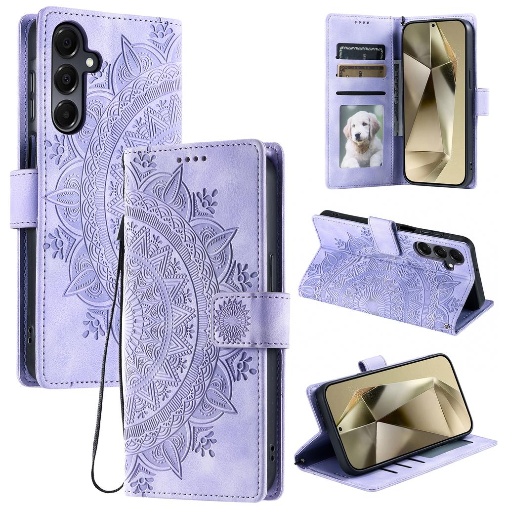 Чехол для Samsung Galaxy A17 с тисненым тотемом, кожаный чехол-кошелек с ремешком на руку