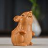 Natural Cypress Animal Hamster Small Statue Cute Home Room Car Decoration Ornaments Chinese-style Zodiac Sign Gift